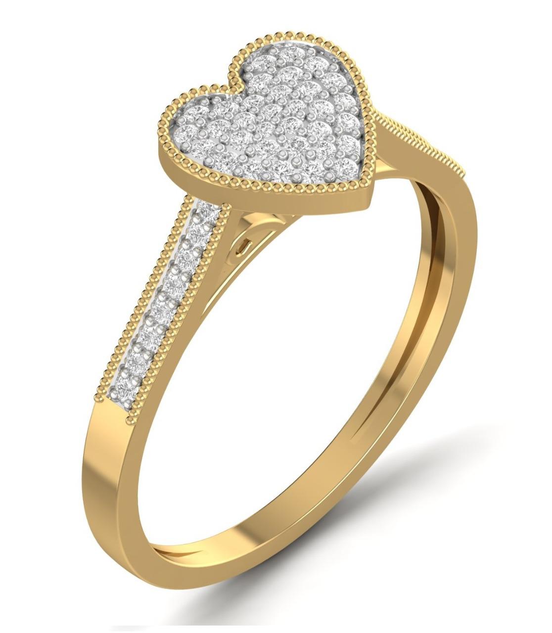 Pearl Heart Cut Diamond Engagement Ring in 10K Gold