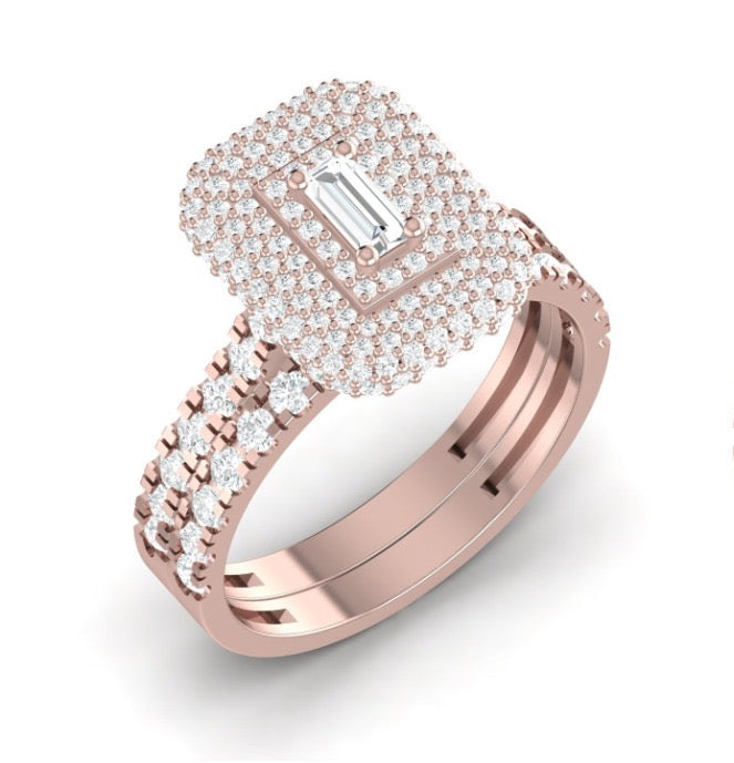 Sofia Baguette Cut Diamond Bride Set in 18K Gold