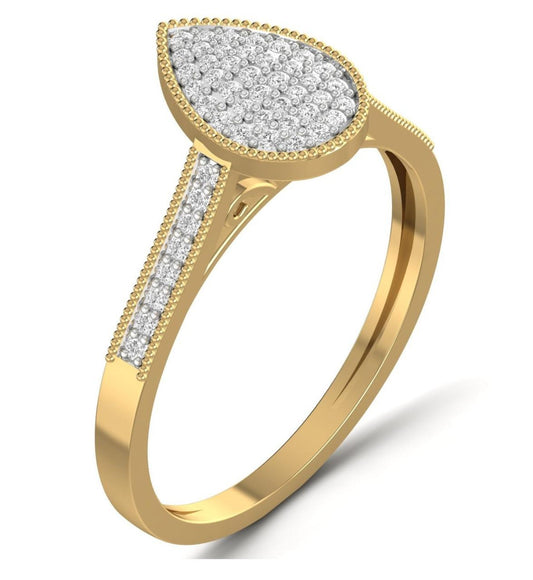 Pearl Pear Cut Diamond Engagement Ring in 10K Gold