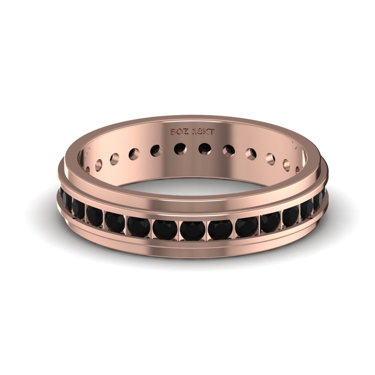 Oswald Black Diamond Band in 18k Gold