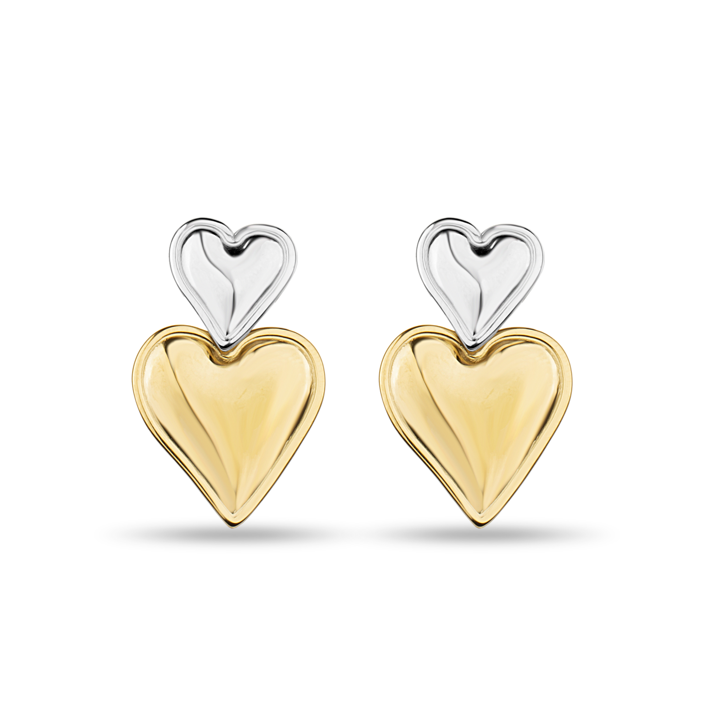 Double Heart Hypoallergenic Steel Drop Earrings