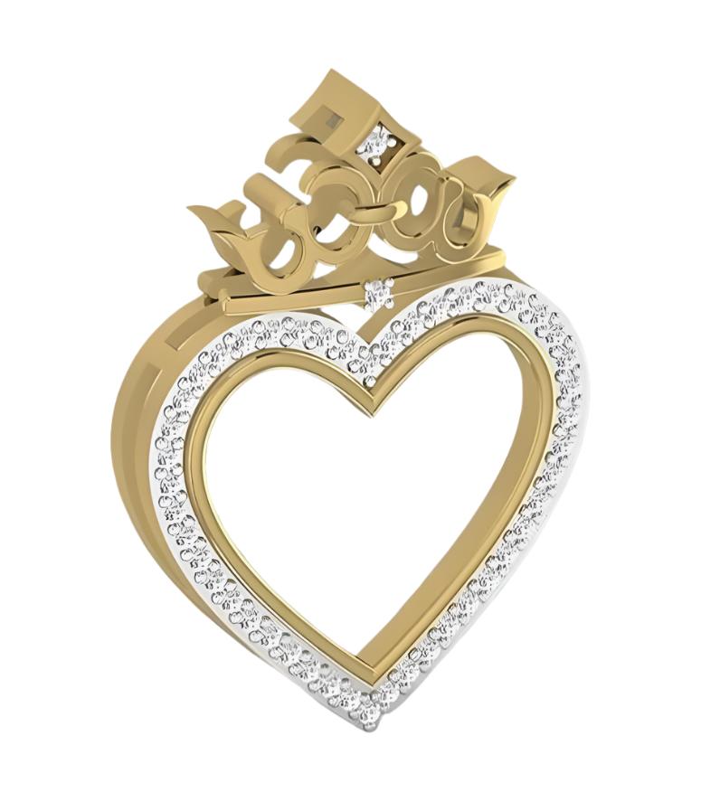 Crowned Heart Diamond Pendant in 18k Gold