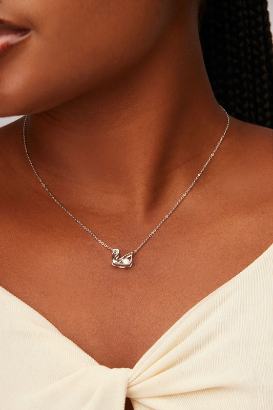 Swan Moissanite Necklace in 925 Sterling Silver