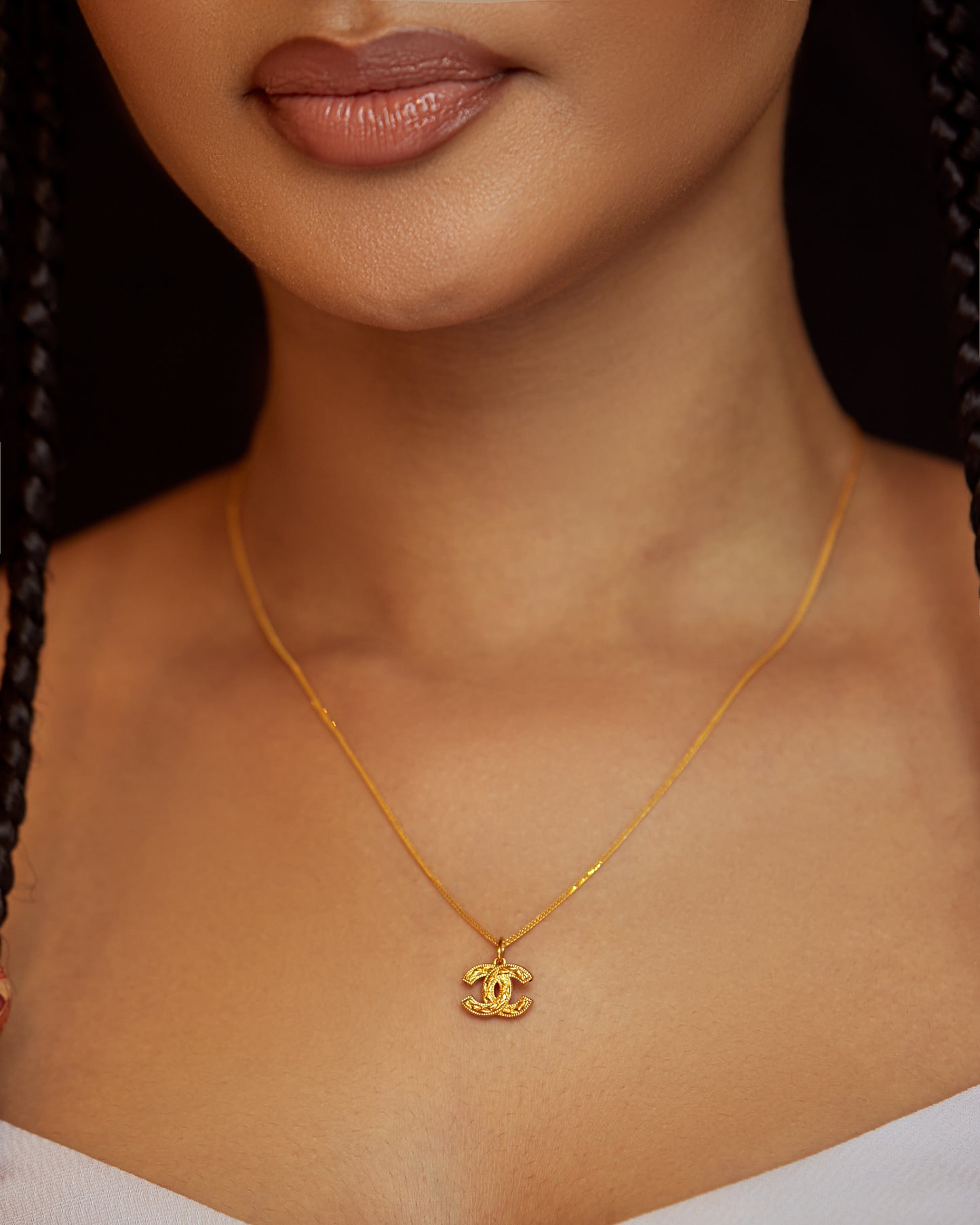 Double C Diamond Necklace in 18K Gold