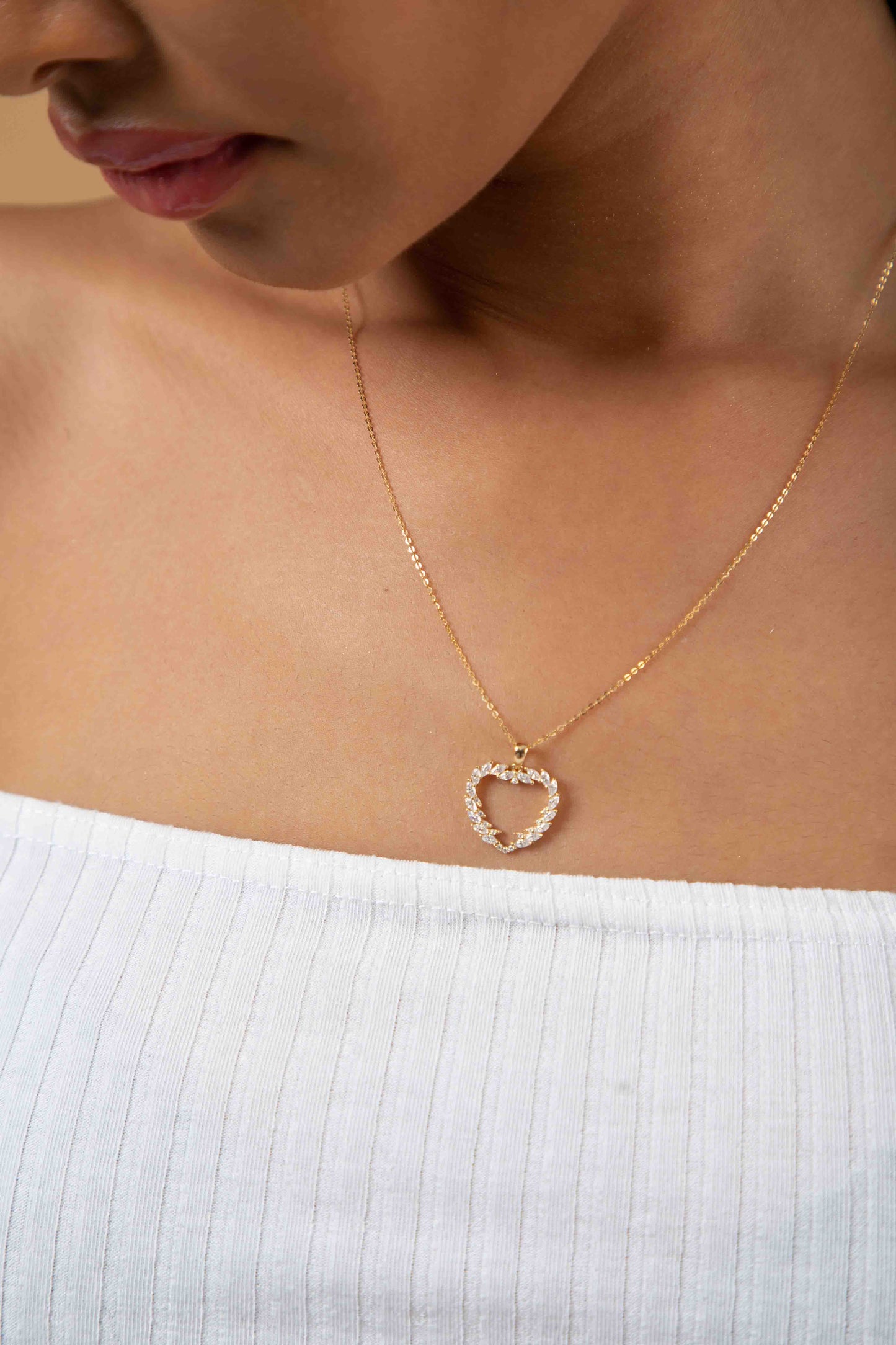 BOZ Forever Heart Shape Moissanite Pendant in 18K Gold