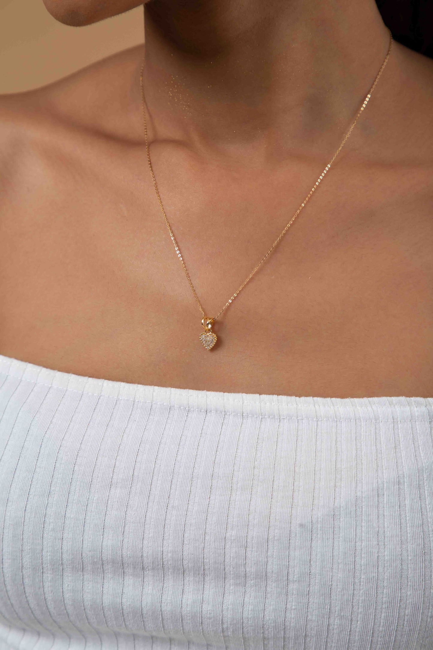 Ava Heart Natural Diamond Pendant in 18K Gold