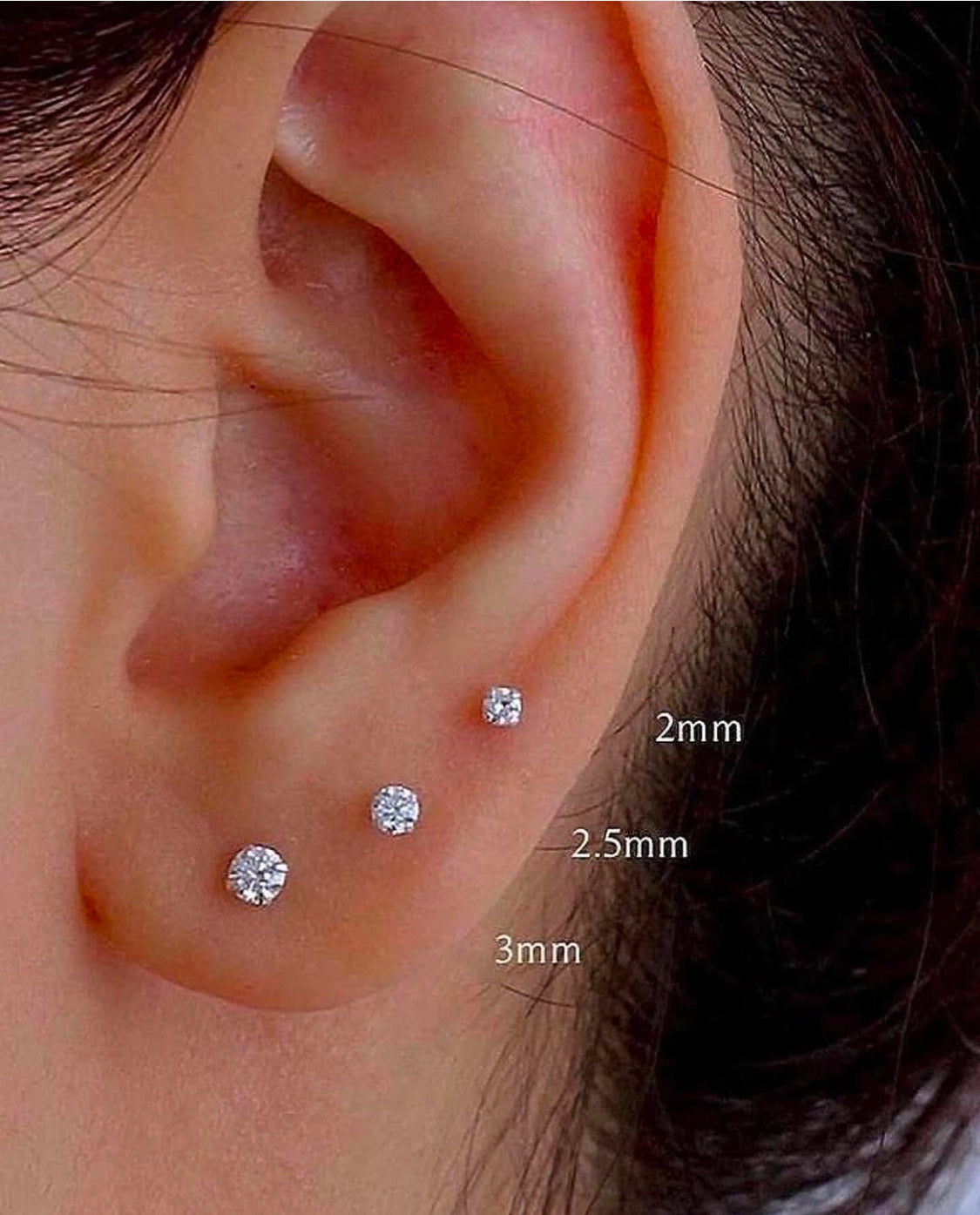 2MM Natural Diamond Studs in 18K Gold