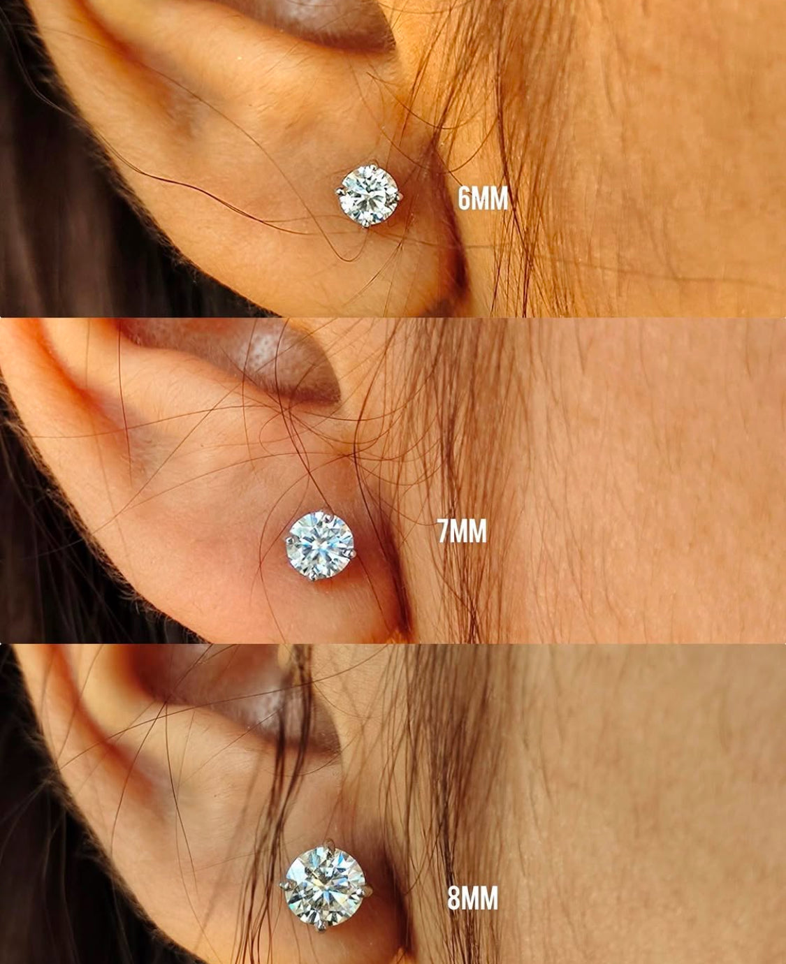 Moissanite Studs in 925 Sterling Silver