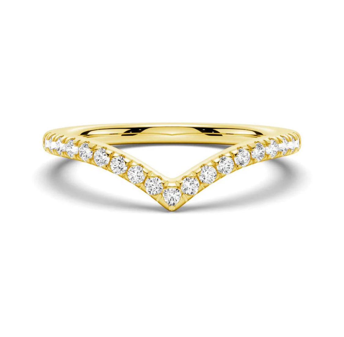 Wishbone Curve Moissanite Band in 18K Gold