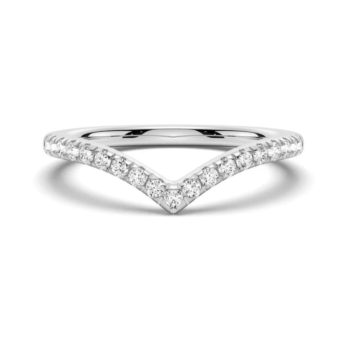 Wishbone Curve Moissanite Band in 18K Gold