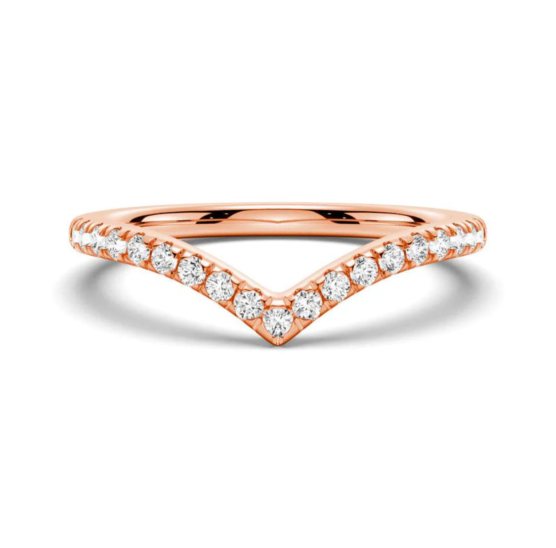 Wishbone Curve Moissanite Band in 18K Gold