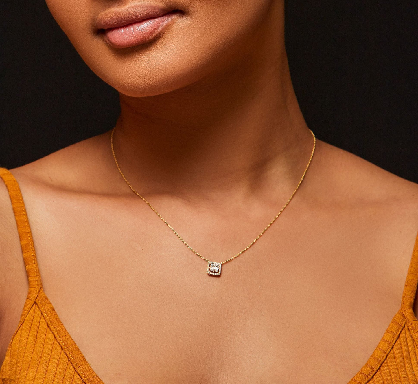 Ice Cube Baguette Cut Diamond Necklace in 18K Gold