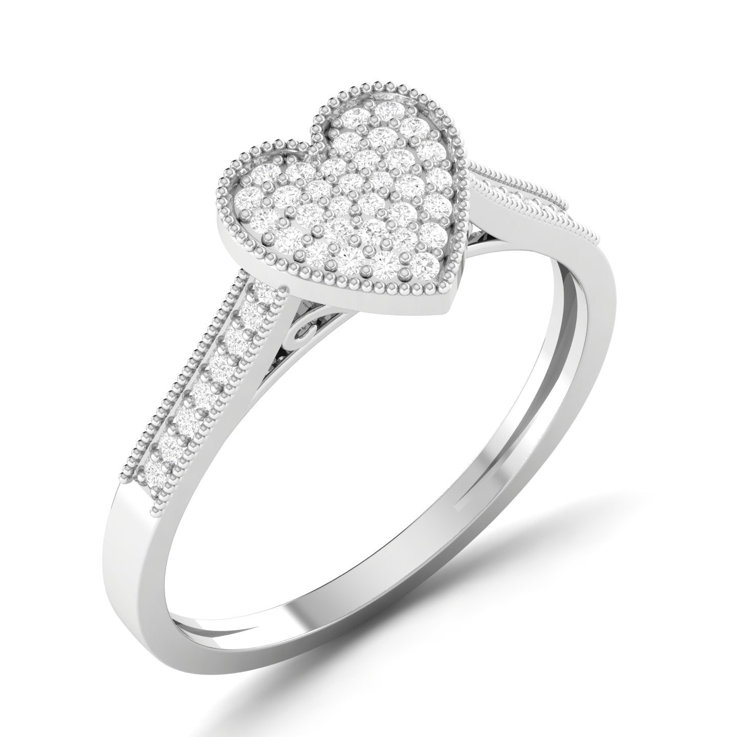 Pearl Heart Cut Diamond Engagement Ring in 18K Gold