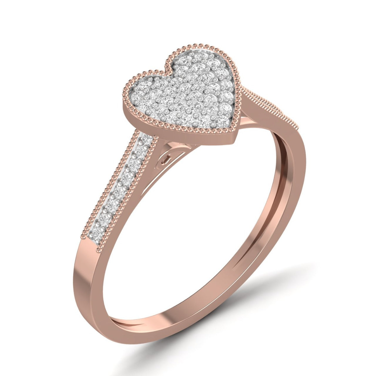 Pearl Heart Cut Diamond Engagement Ring in 18K Gold