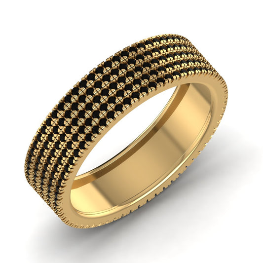 360 Black Diamond Band in 18K Gold