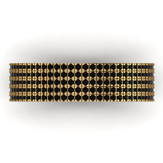 360 Black Diamond Band in 18K Gold