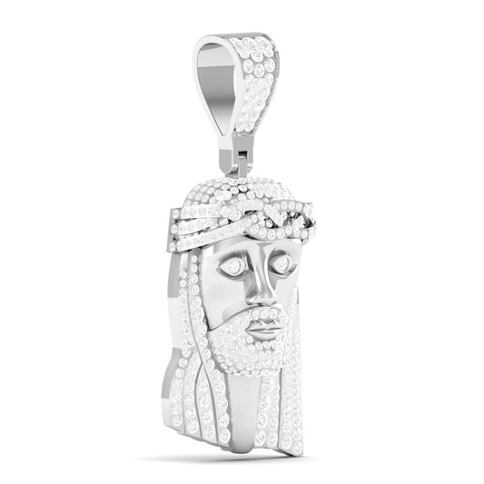 Jesus Moissanite Pendant in 925 Sterling Silver