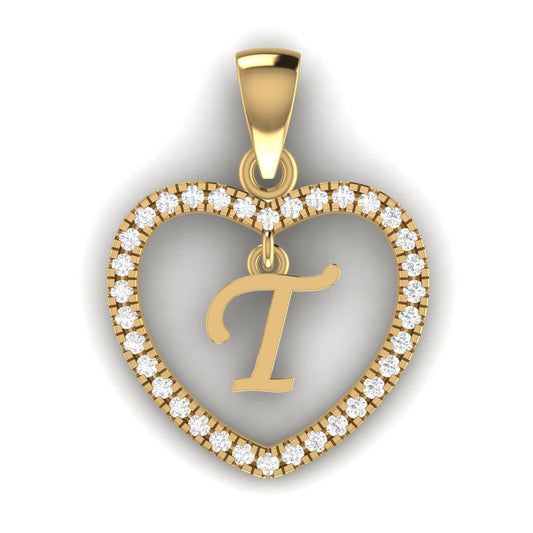 Initial In Love Shape Pendent in 18K Gold