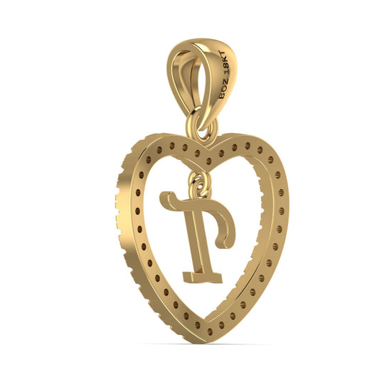 Initial In Love Shape Pendent in 18K Gold