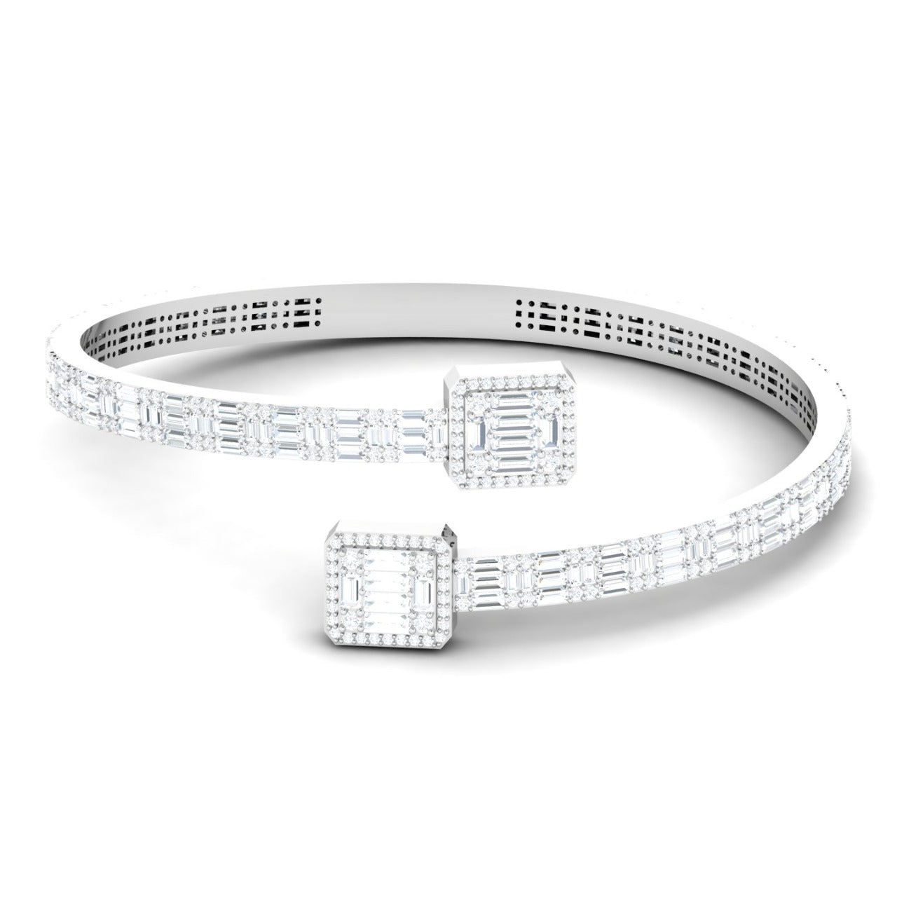 Baguette Bangle Diamond Bracelet in 18K Gold