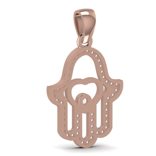 Hamsa Diamond Pendant in 18K Gold