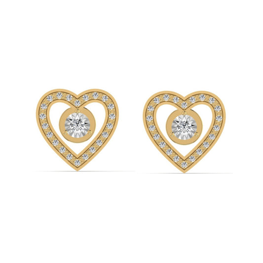 Graceful Heart Studs in 18K Gold