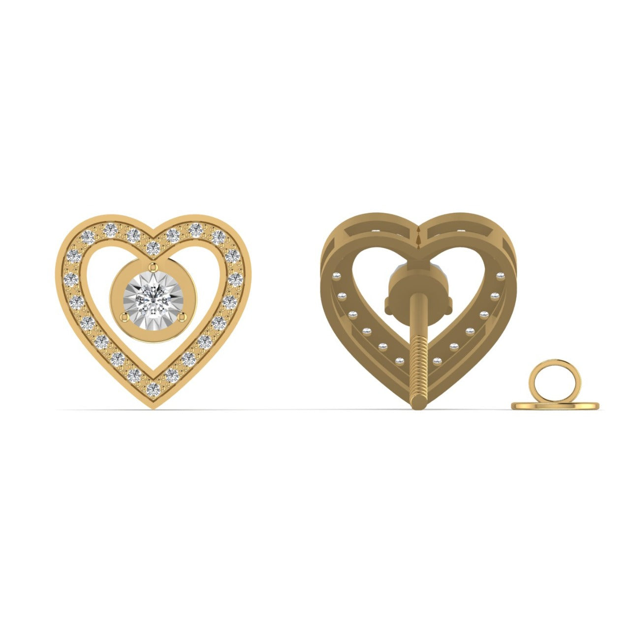 Graceful Heart Studs in 18K Gold