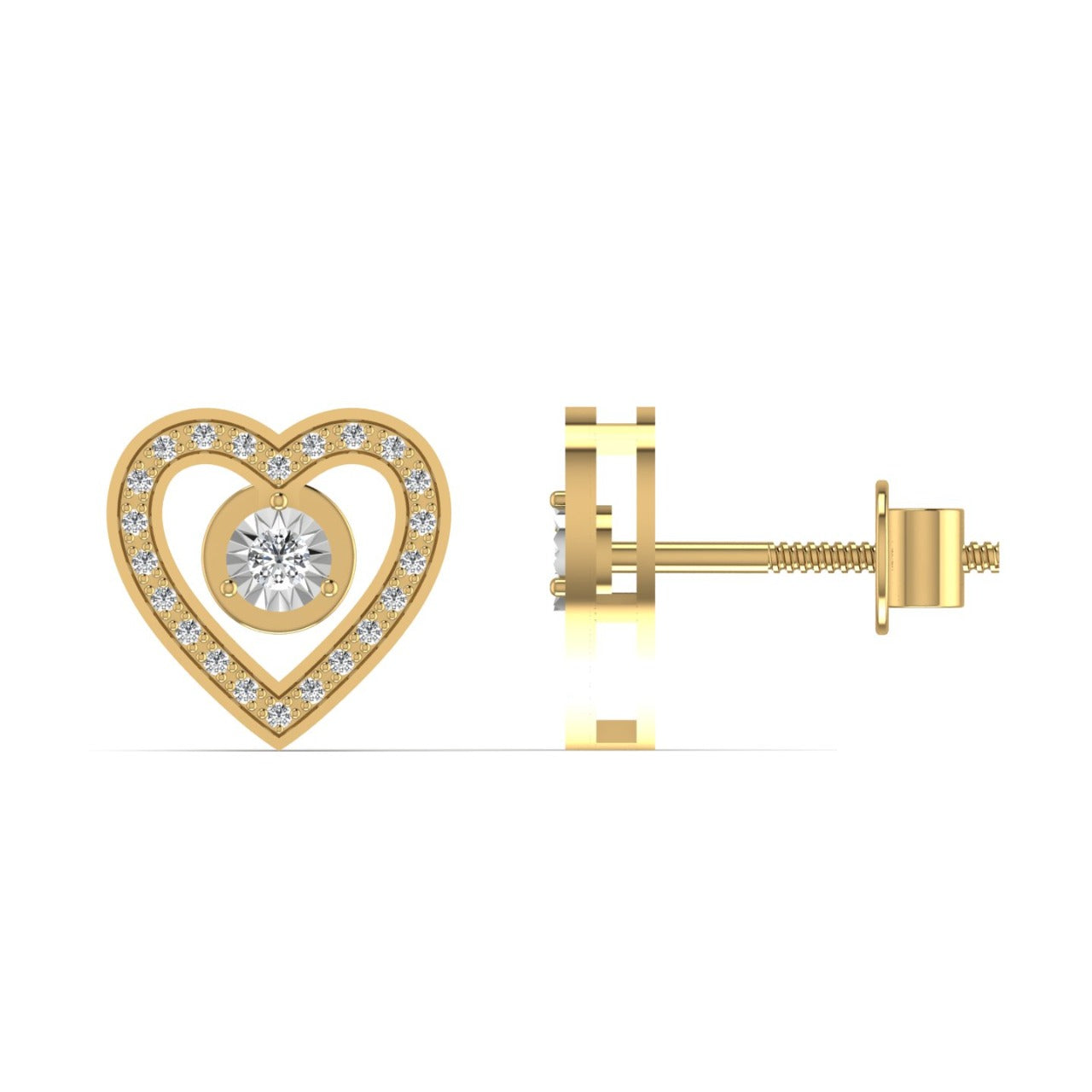 Graceful Heart Studs in 18K Gold