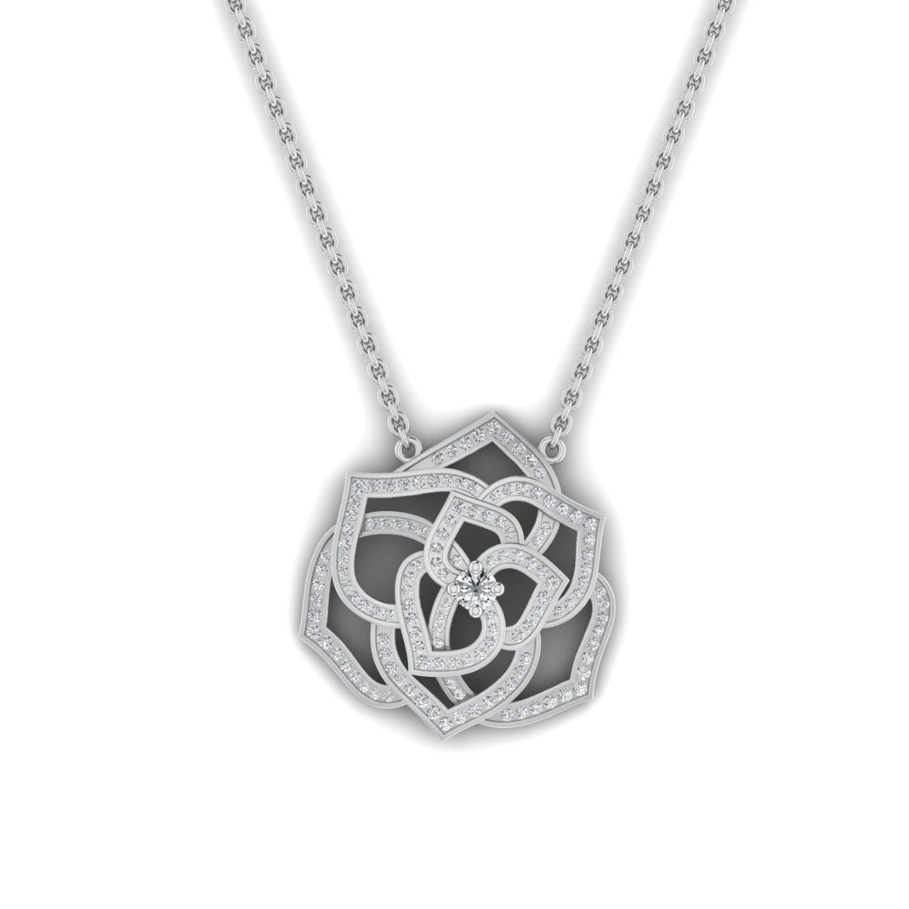 Maureen Floral Moissanite Necklace in 925 Sterling Silver