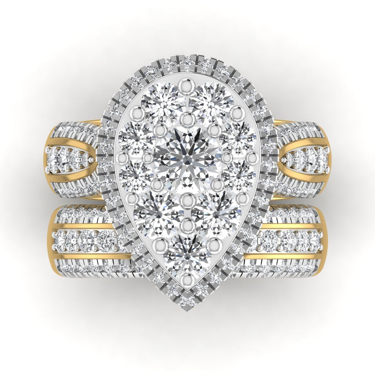 Amanda Pear Cut Diamond Bridal Set in 18K Gold