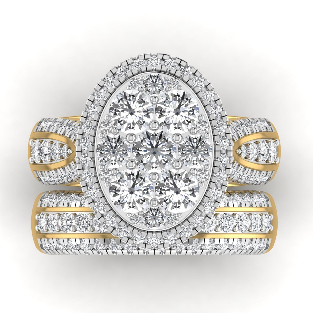 Amanda Oval Cut Natural Diamonds Bride Set in 18K Gold