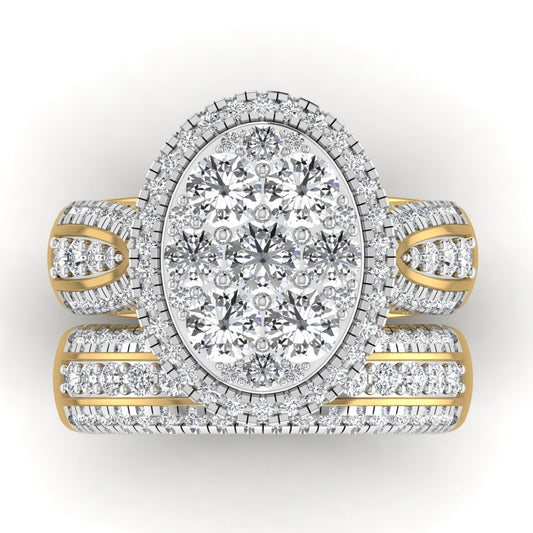 Amanda Oval Cut Natural Diamonds Bride Set in 18K Gold