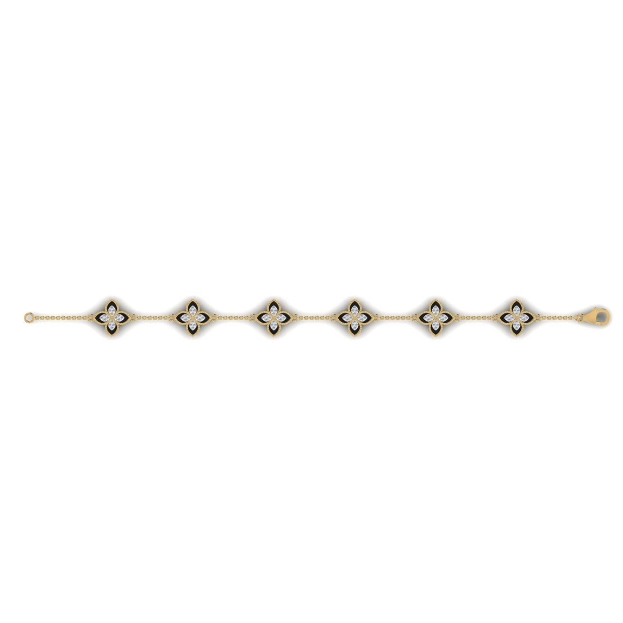 6 Clover Dual Diamond Bracelet in 18K Gold