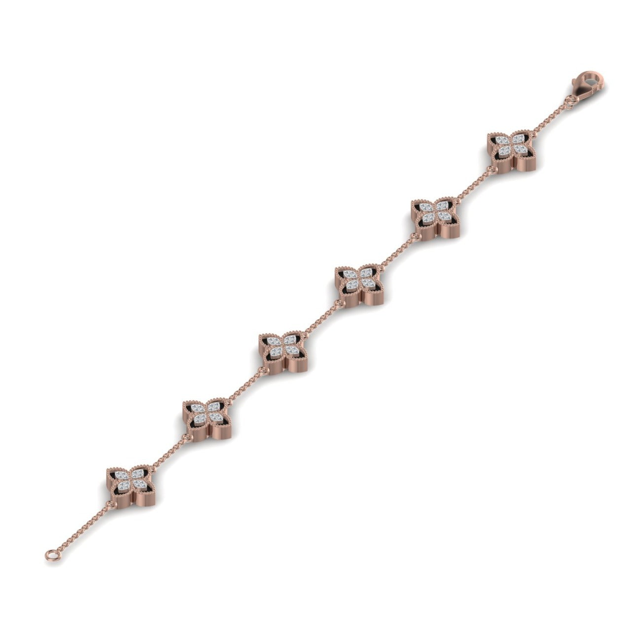 6 Clover Dual Diamond Bracelet in 18K Gold