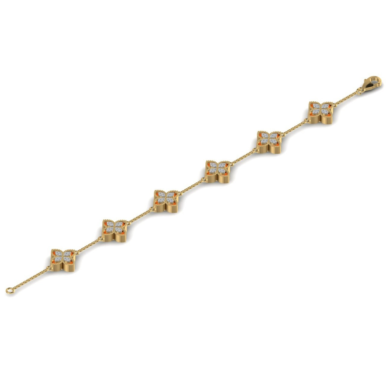 6 Clover Dual Diamond Bracelet in 18K Gold