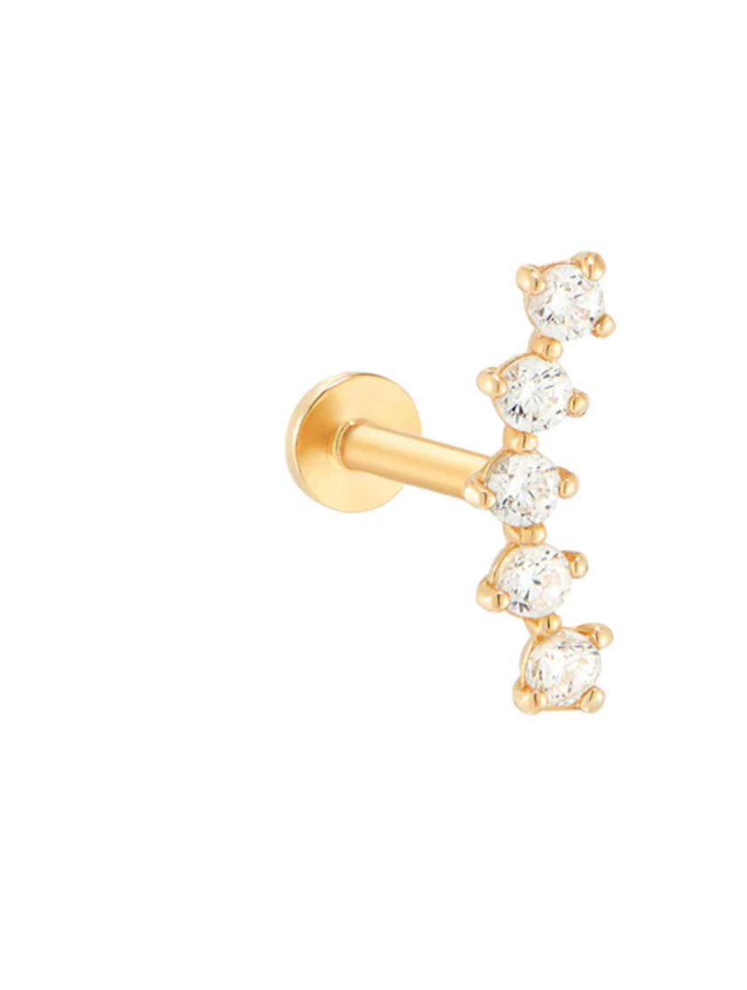 Labret Cartilage Diamond Studs in 18K Gold