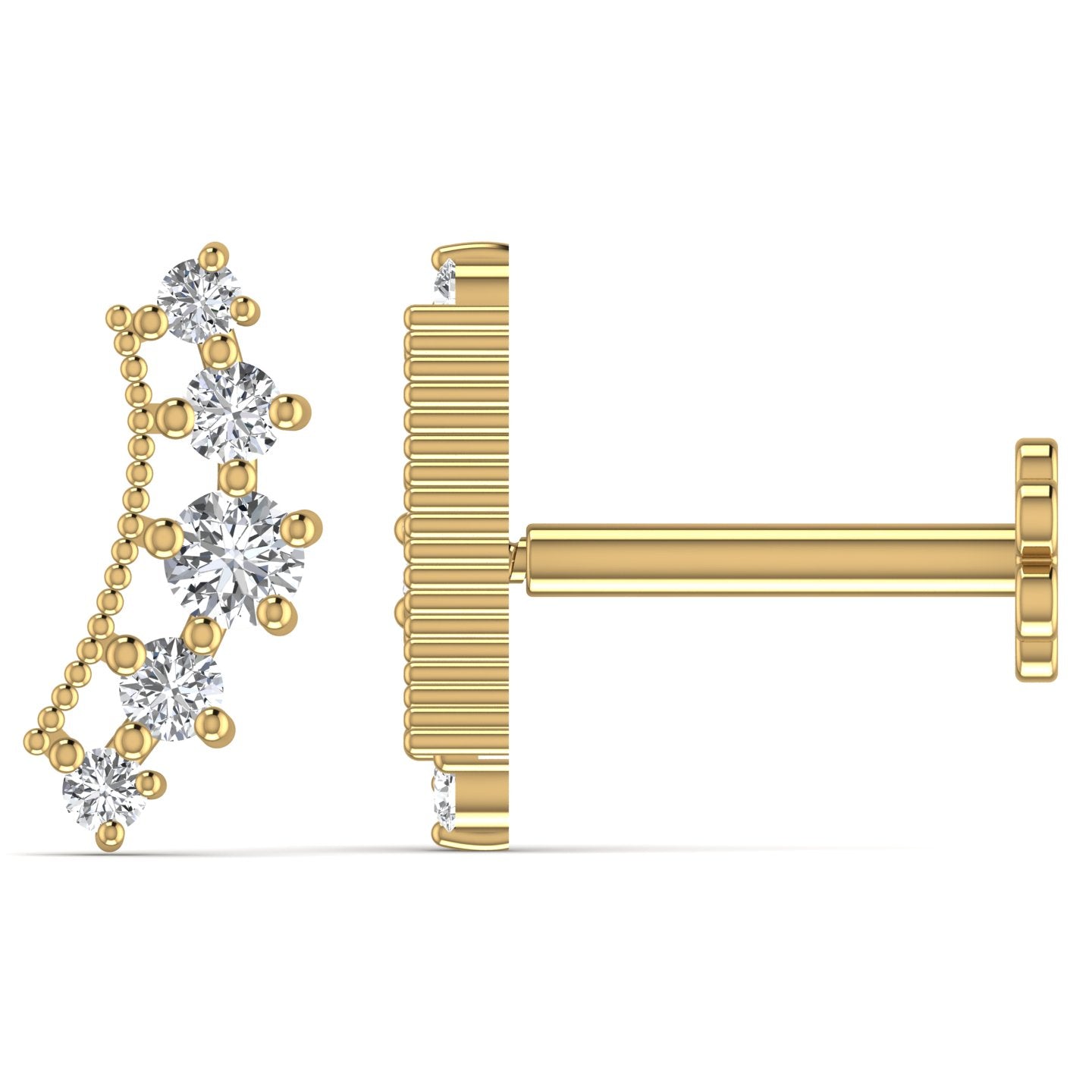 Labret Cartilage Diamond Studs in 18K Gold