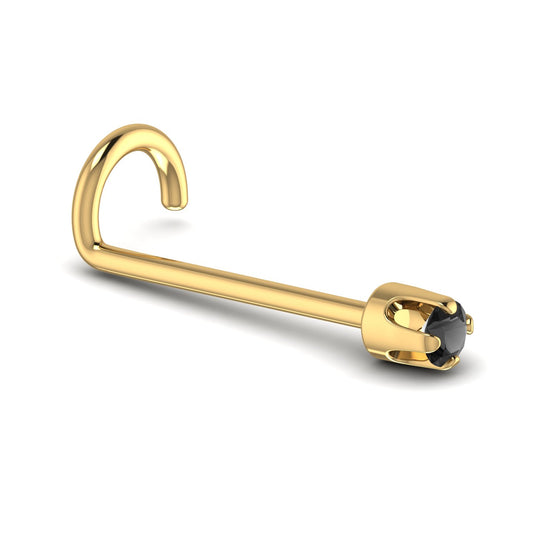 Natural Black Diamond Nose Pin in 18K Gold