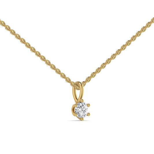 Solitaire Pendant Necklace in 18K Gold