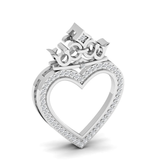 Crowned Heart Diamond Pendant in 18k Gold