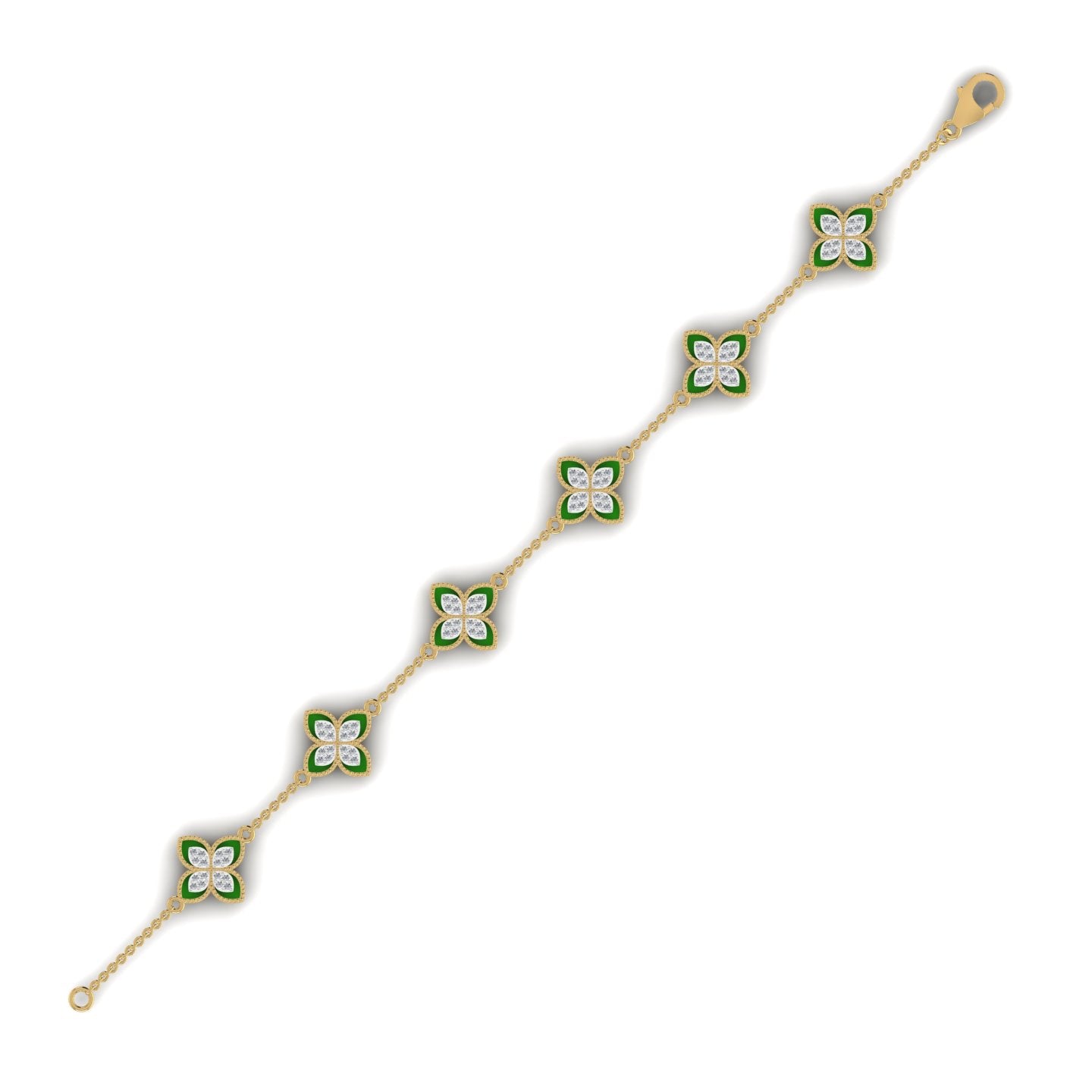 6 Clover Dual Diamond Bracelet in 18K Gold