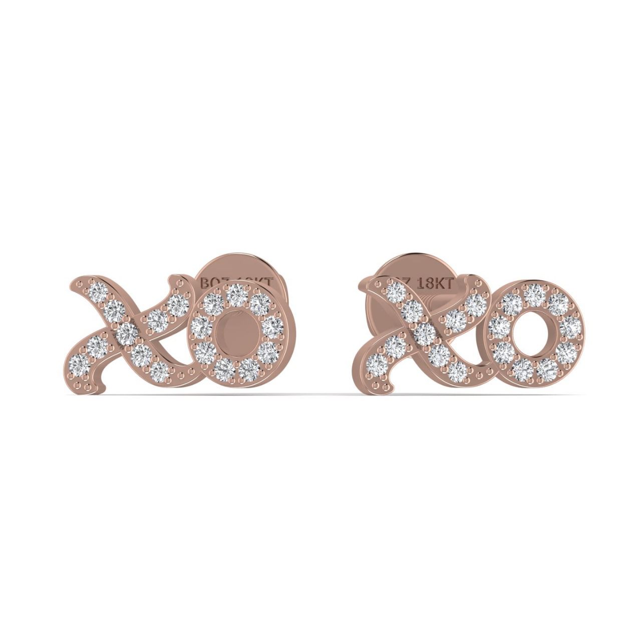 XOXO Natural Diamond Studs in 18K Gold