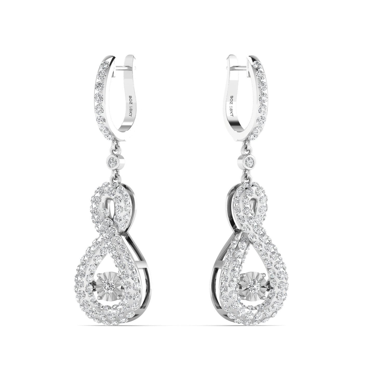 3D Pave Twinkle Infinie Drop Earings in 18K Gold