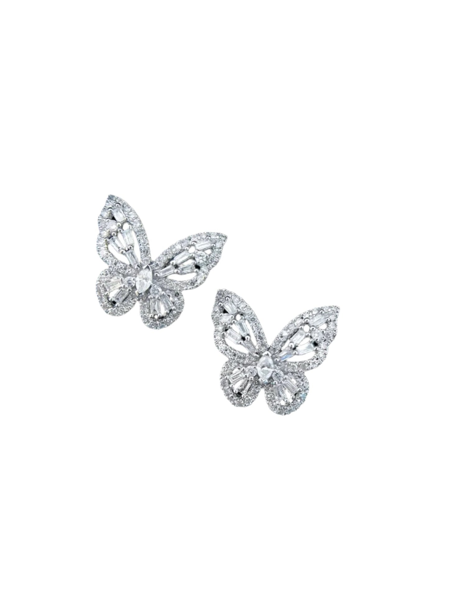 Butterfly Moissanite Studs in 925 Sterling Silver