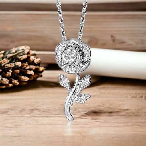 Rose Moissanite Necklace in 925 Sterling Silver