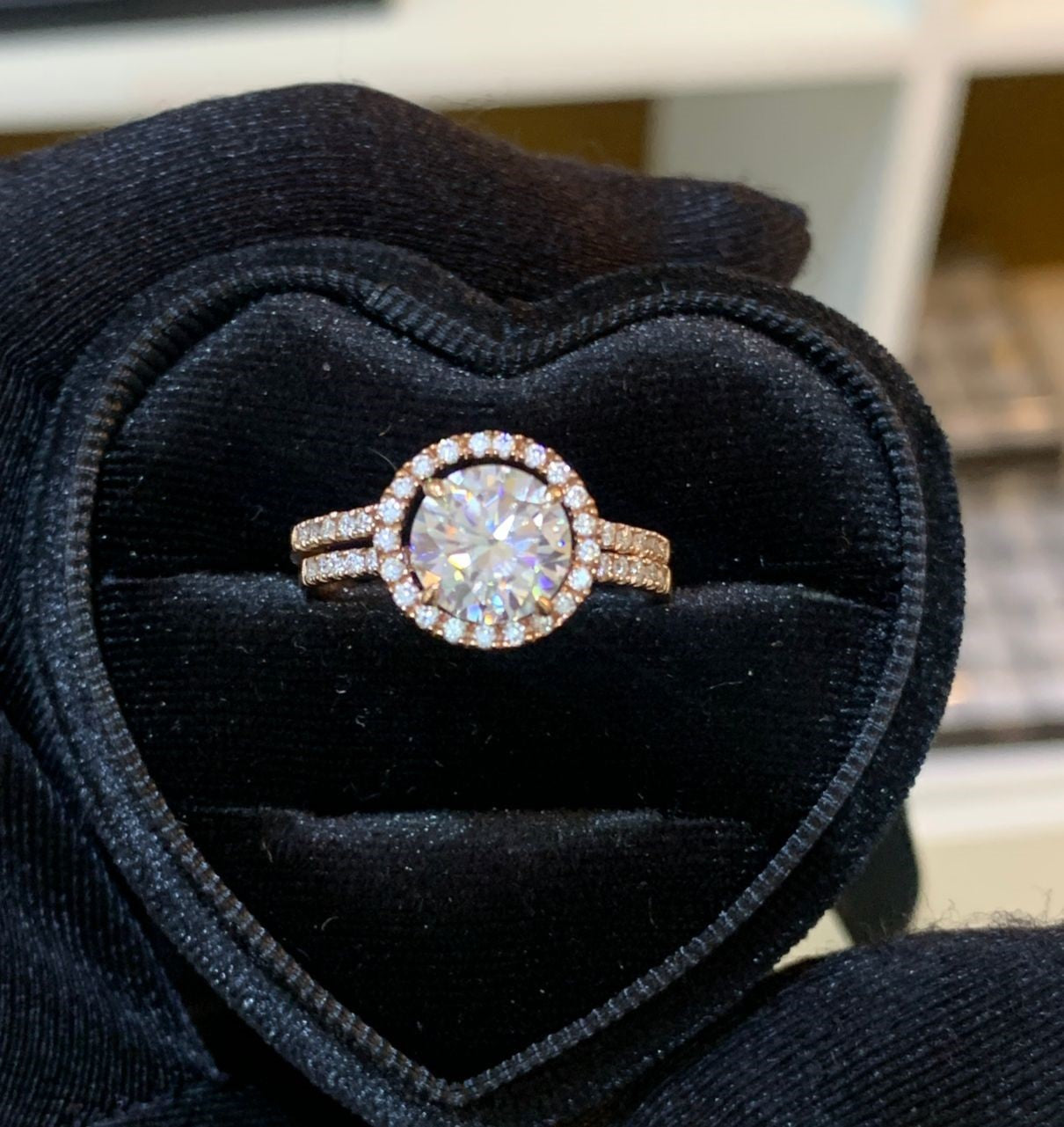 Round Shape All Moissanite Engagement Ring in 10K Gold