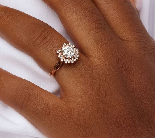 BOZ Forever Moissanite Engagement Ring in 18K Gold