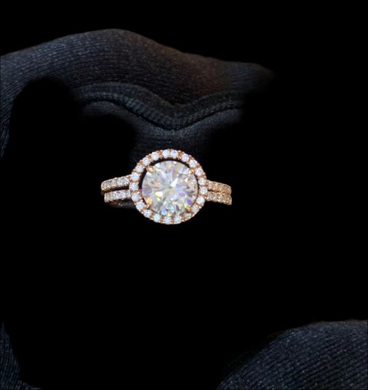 Round Shape All Moissanite Engagement Ring in 10K Gold