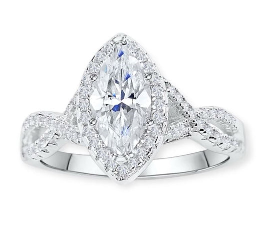 Sade Marquis Cut CZ Engagement Ring in 925 Sterling Silver