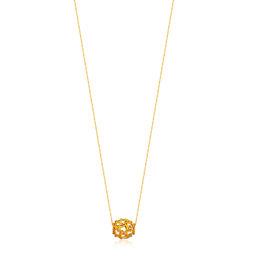 Hearts & Barrel Necklace in 18K Gold